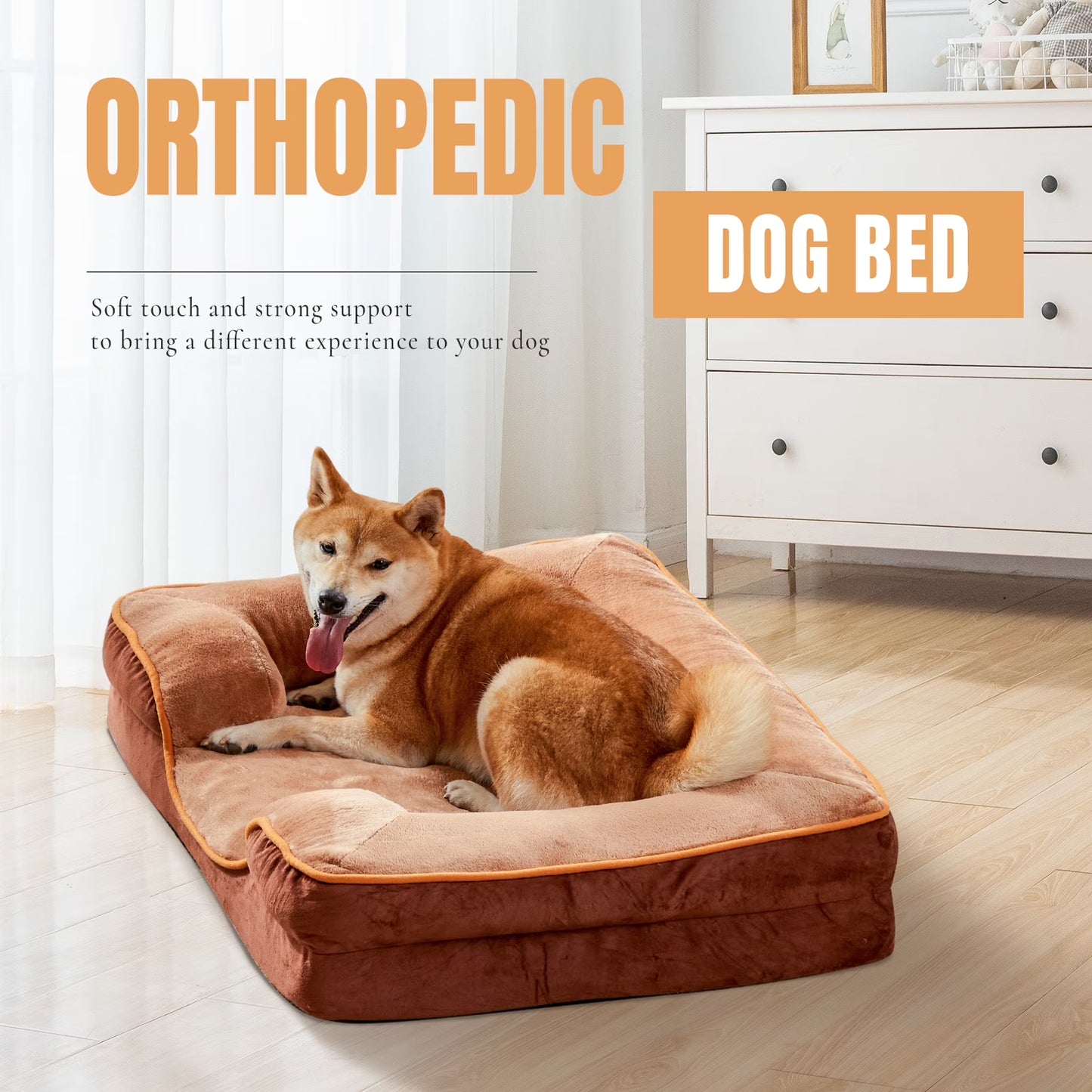 Memory Foam Orthopedic Dog Bed, Supportive & Washable Cover