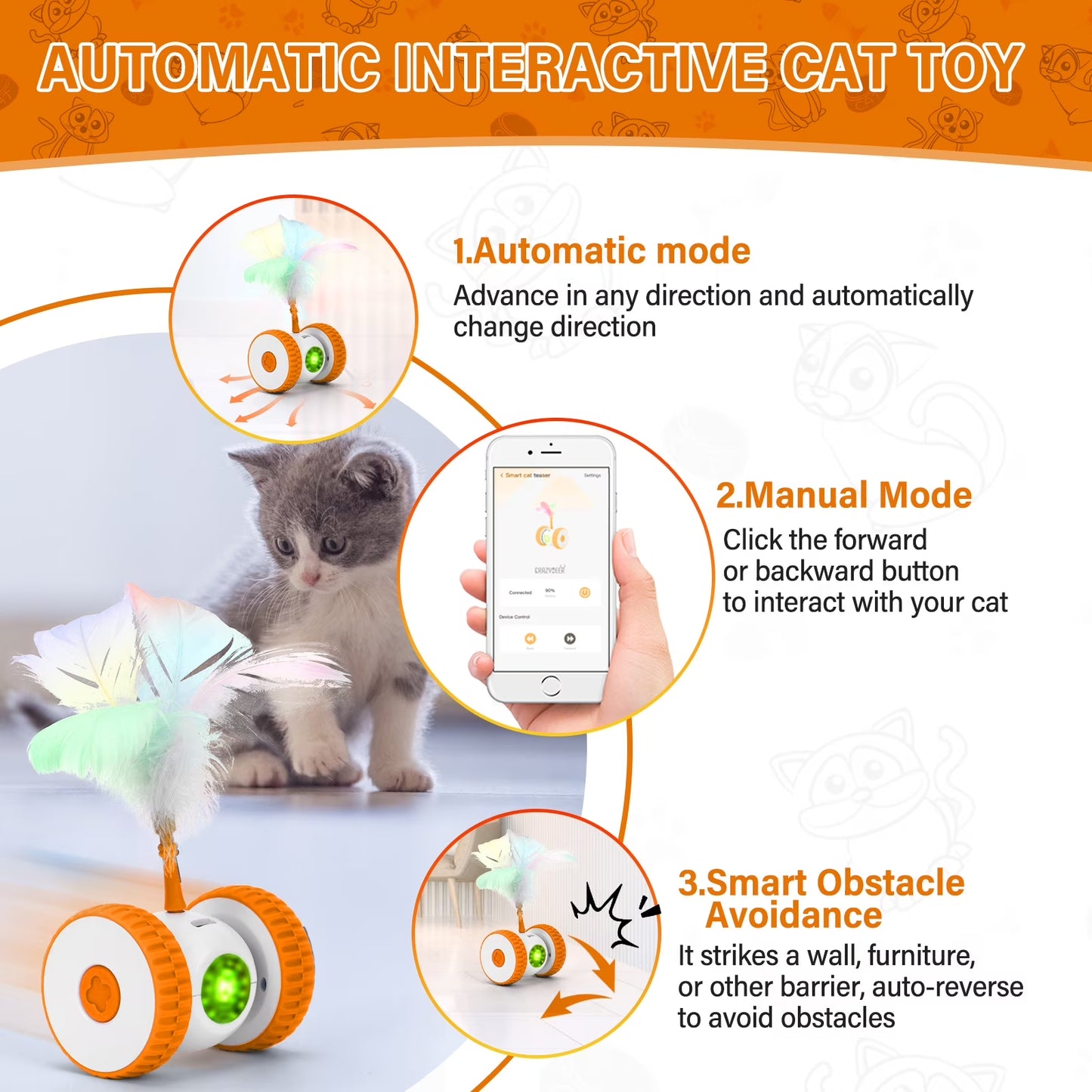 Remote Control Cat Toy, Hunting Mouse Hands-Free Play