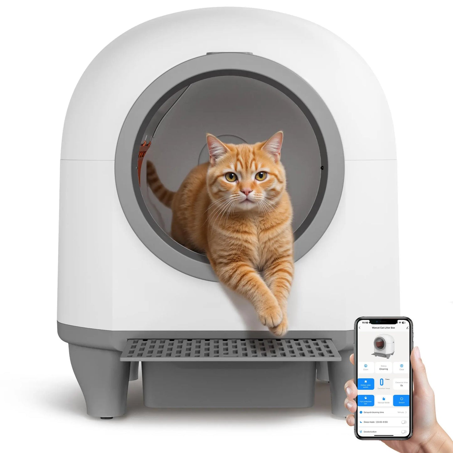 Warcat Smart Low-Noise Auto-Cleaning Litter Box 90L Self Cleaning Cat Litter Box App-Controlled via 2.4G Wifi with Smart Sensors, Safety Protection, Easy Maintenance, Easy Setup & Clean #Tiktokshopsummersale #Summersale