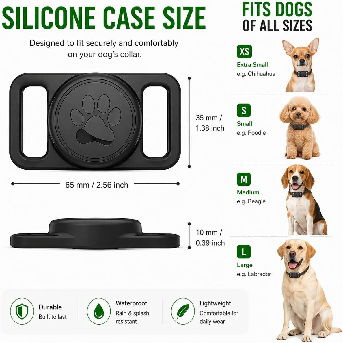 GPS Pet Tracker Collar, Waterproof, No Monthly Fee (Apple Find My Compatible)