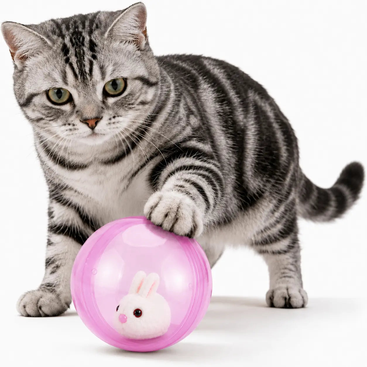 Automatic Rolling Ball Interactive Cat Toy - Electric 360-Degree Rotating, Lifelike Prey, Random Movement, Reinforced Parts, Energy-Efficient Motor, Long Battery Life, USB-C Rechargeable, Indoor Hunting Toy, Blue/Pink Options, Ideal Birthday Gift for Cats