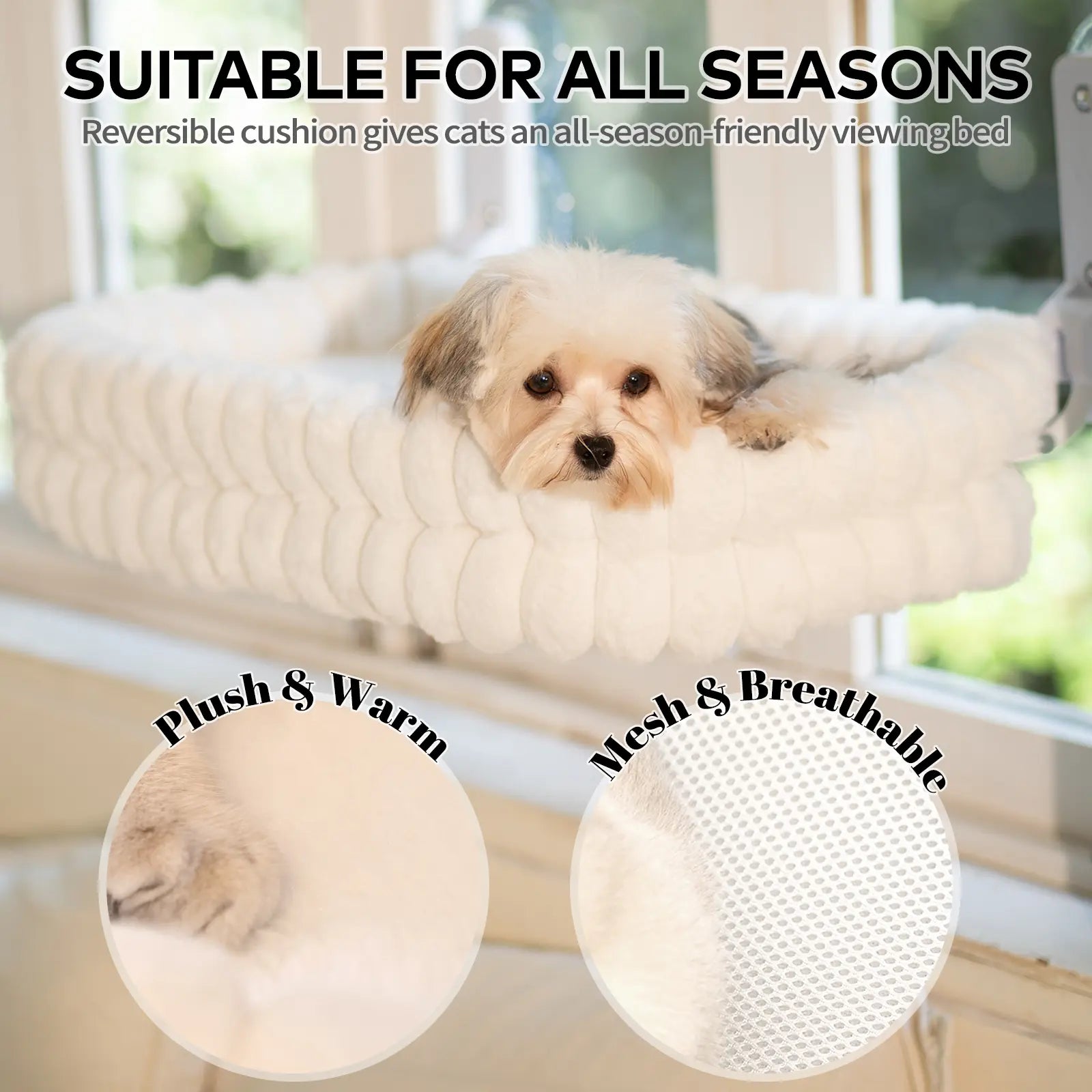 Cozy Up with Our Folding Cat Hammock for Windows - Cordless, Machine Washable, and Sturdy Design for Cats and Small Dogs!