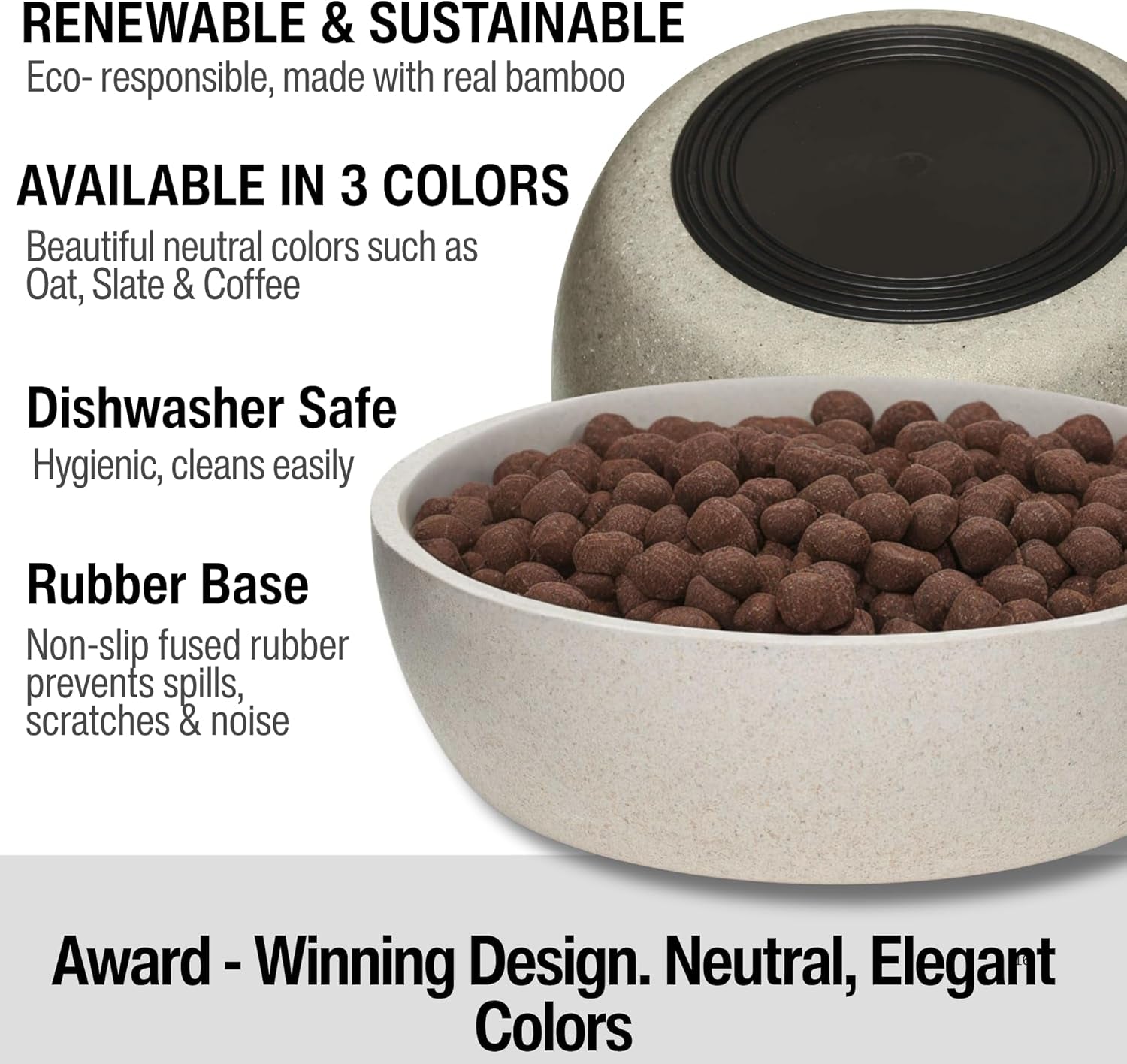 - Dolce Bamboo - Eco-Friendly Pet Bowls & Dishes for Dog, Cats, Puppy Food and Water Bowl -Sustainable and Dishwasher Safe, Made with Real Bamboo (Small, Oat-Beige)