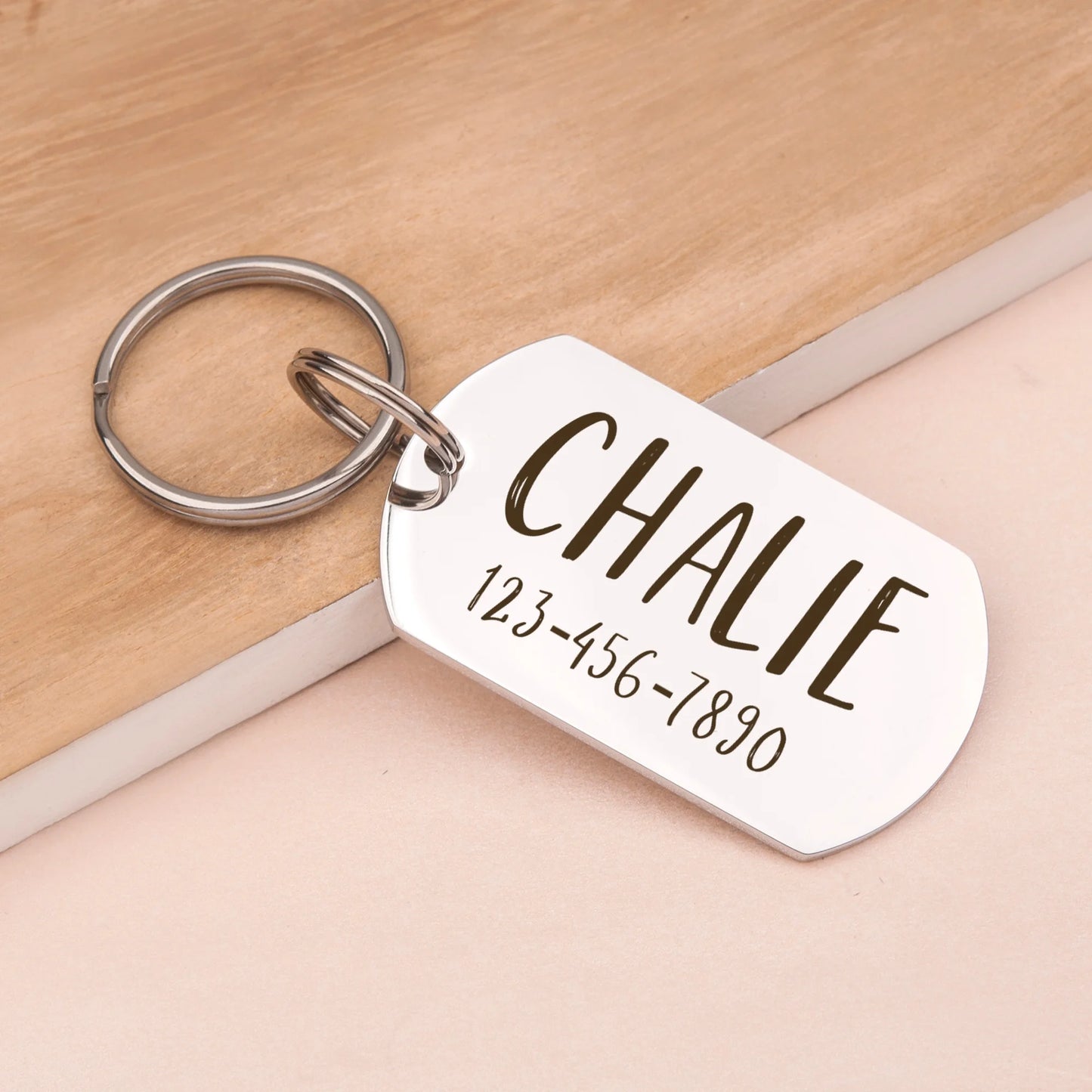 Engraved Pet ID Tag, Custom Name & Phone Number