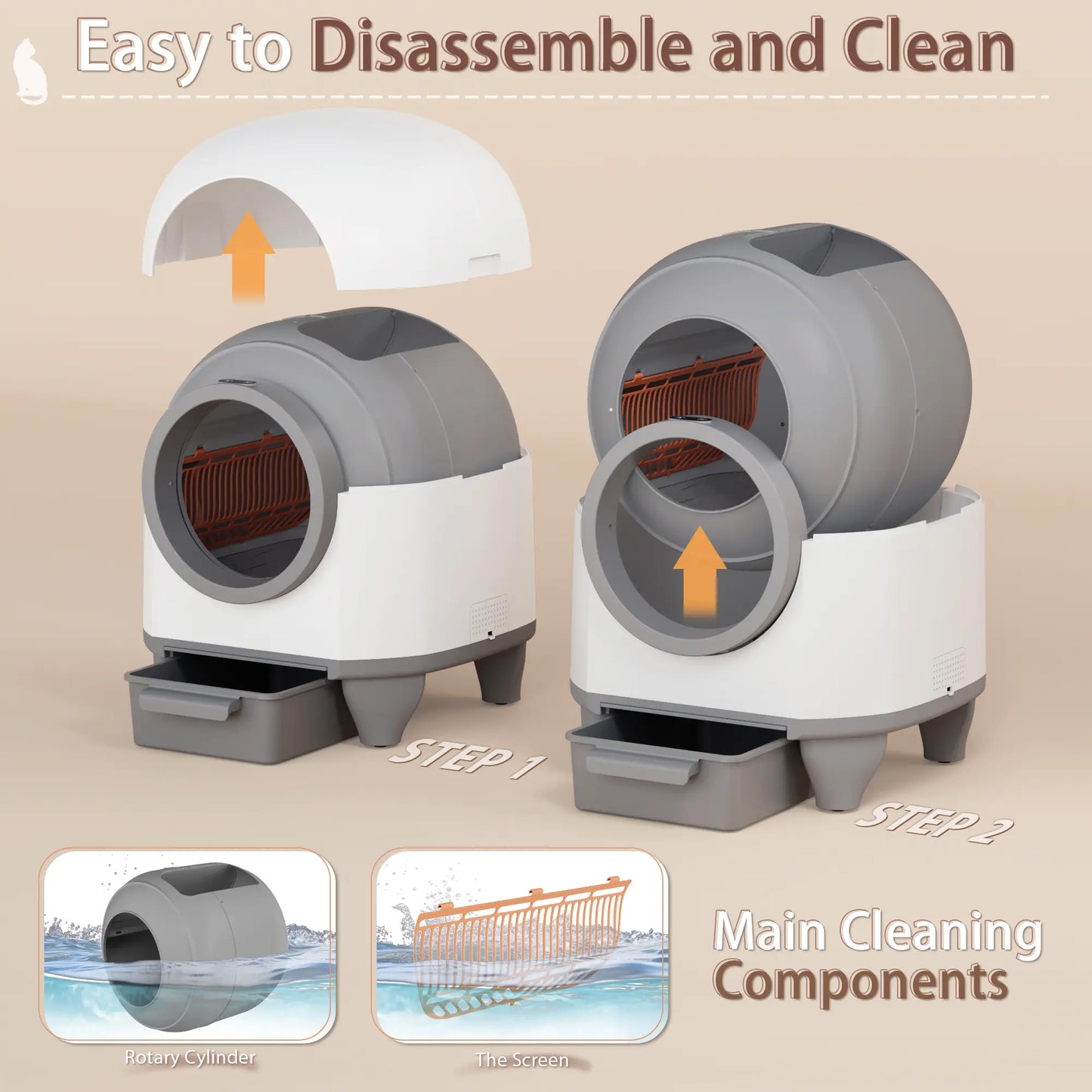 Warcat Smart Low-Noise Auto-Cleaning Litter Box 90L Self Cleaning Cat Litter Box App-Controlled via 2.4G Wifi with Smart Sensors, Safety Protection, Easy Maintenance, Easy Setup & Clean #Tiktokshopsummersale #Summersale
