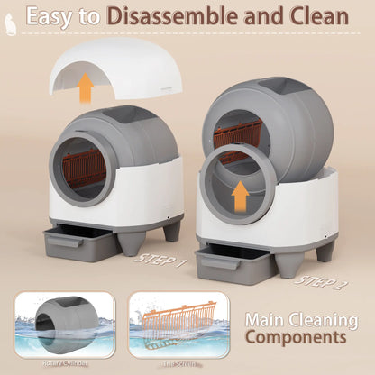 Warcat Smart Low-Noise Auto-Cleaning Litter Box 90L Self Cleaning Cat Litter Box App-Controlled via 2.4G Wifi with Smart Sensors, Safety Protection, Easy Maintenance, Easy Setup & Clean #Tiktokshopsummersale #Summersale