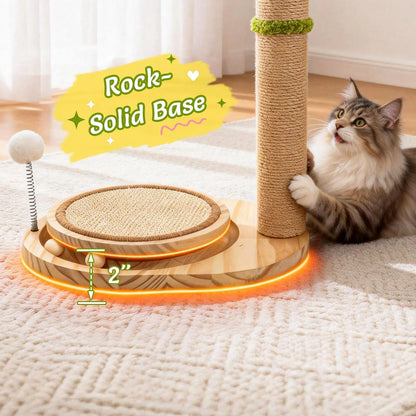 Cute Babys Breath Flower Cat Scratching Post, 39" Tall Cat Scratcher, Interactive Cat Toys with Ball Track & Spring Ball, Cat Scratch Post with Pad for Indoor Cats Adults and Kittens #Summersale