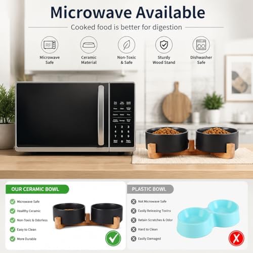 Petygooing ceramic pet bowl set - in use