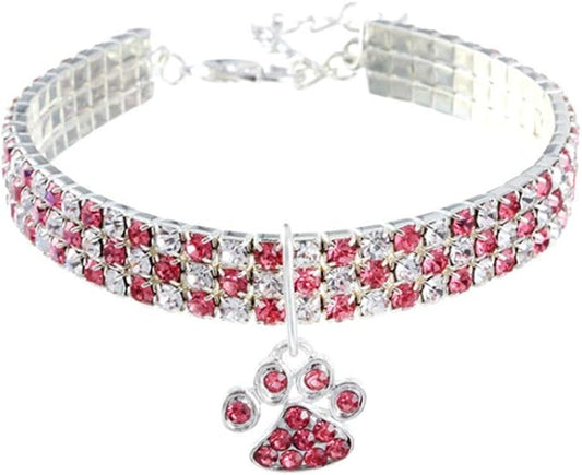 Heart shaped artificial diamond pet collar