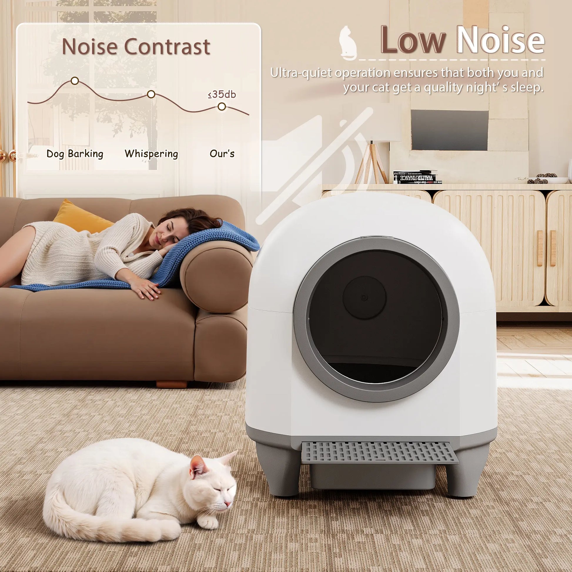 Warcat Smart Low-Noise Auto-Cleaning Litter Box 90L Self Cleaning Cat Litter Box App-Controlled via 2.4G Wifi with Smart Sensors, Safety Protection, Easy Maintenance, Easy Setup & Clean #Tiktokshopsummersale #Summersale