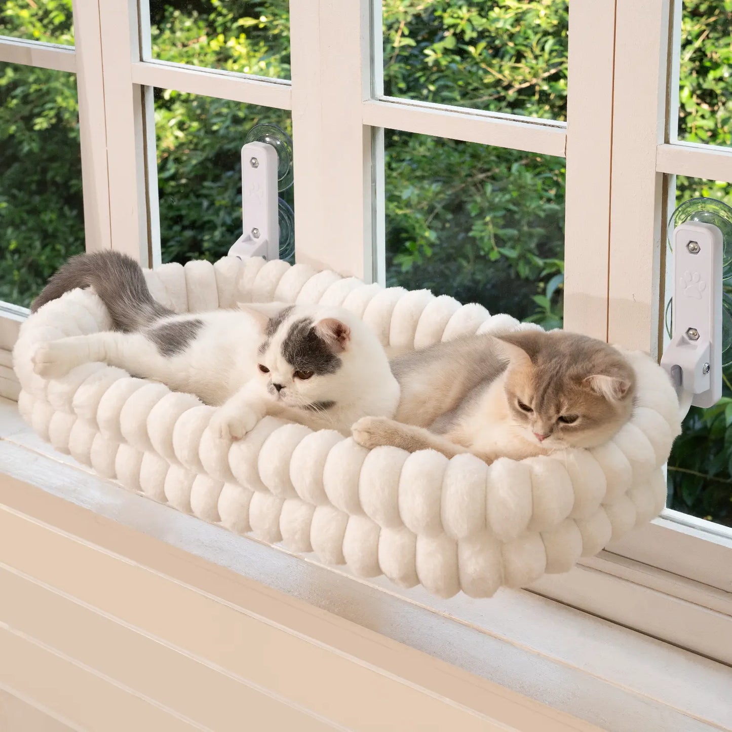 Cozy Up with Our Folding Cat Hammock for Windows - Cordless, Machine Washable, and Sturdy Design for Cats and Small Dogs!
