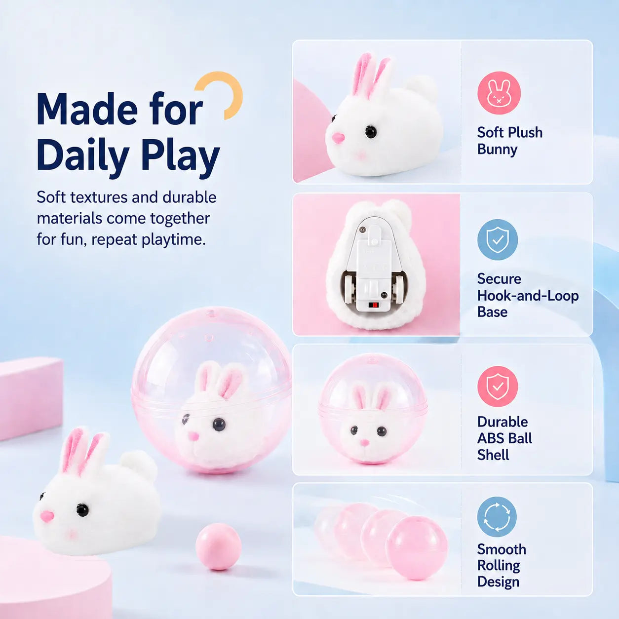 Automatic Rolling Ball Interactive Cat Toy - Electric 360-Degree Rotating, Lifelike Prey, Random Movement, Reinforced Parts, Energy-Efficient Motor, Long Battery Life, USB-C Rechargeable, Indoor Hunting Toy, Blue/Pink Options, Ideal Birthday Gift for Cats