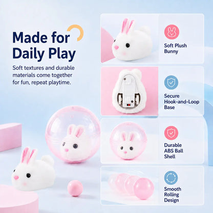 Automatic Rolling Ball Interactive Cat Toy - Electric 360-Degree Rotating, Lifelike Prey, Random Movement, Reinforced Parts, Energy-Efficient Motor, Long Battery Life, USB-C Rechargeable, Indoor Hunting Toy, Blue/Pink Options, Ideal Birthday Gift for Cats