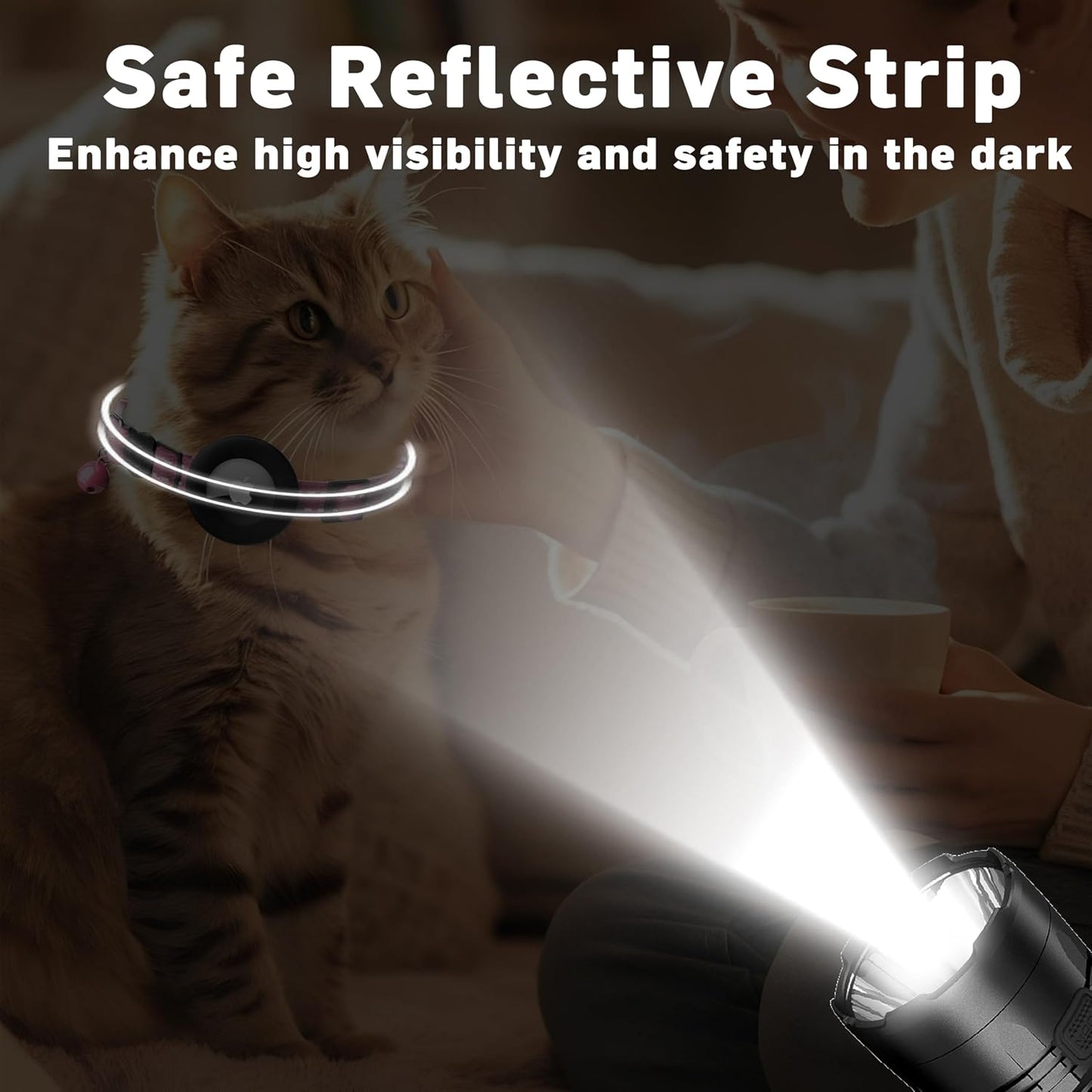 Airtag Cat Collar, Breakaway Cat Collar with Apple Airtag Holder | Reflective Air Tag Kitten Collar with Bell, Adjustable Tracking Collar for Kittens for Boys Girls, Pink