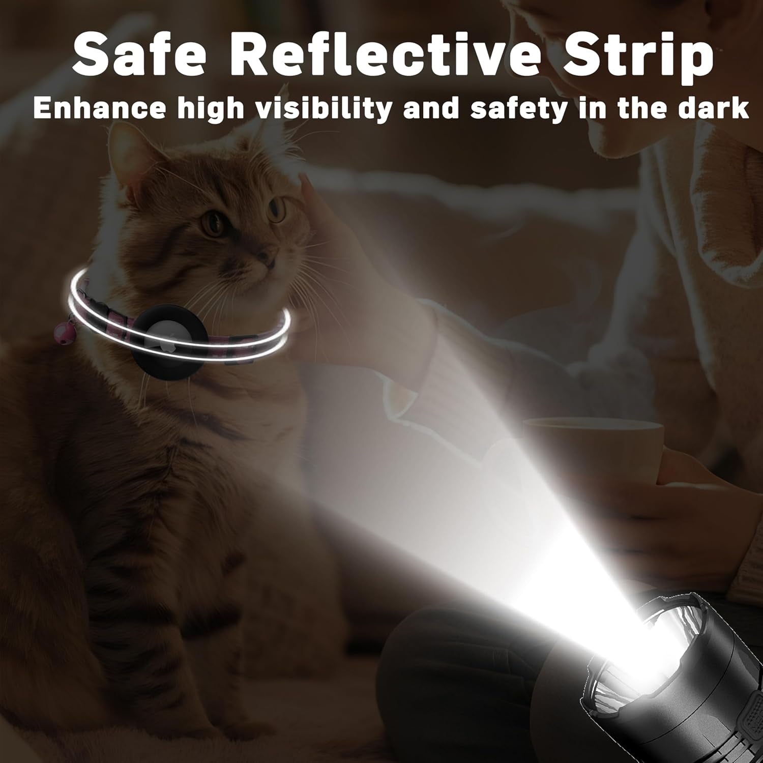 Airtag Cat Collar, Breakaway Cat Collar with Apple Airtag Holder | Reflective Air Tag Kitten Collar with Bell, Adjustable Tracking Collar for Kittens for Boys Girls, Pink