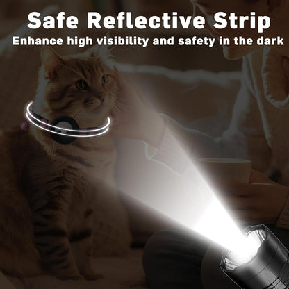Airtag Cat Collar, Breakaway Cat Collar with Apple Airtag Holder | Reflective Air Tag Kitten Collar with Bell, Adjustable Tracking Collar for Kittens for Boys Girls, Pink