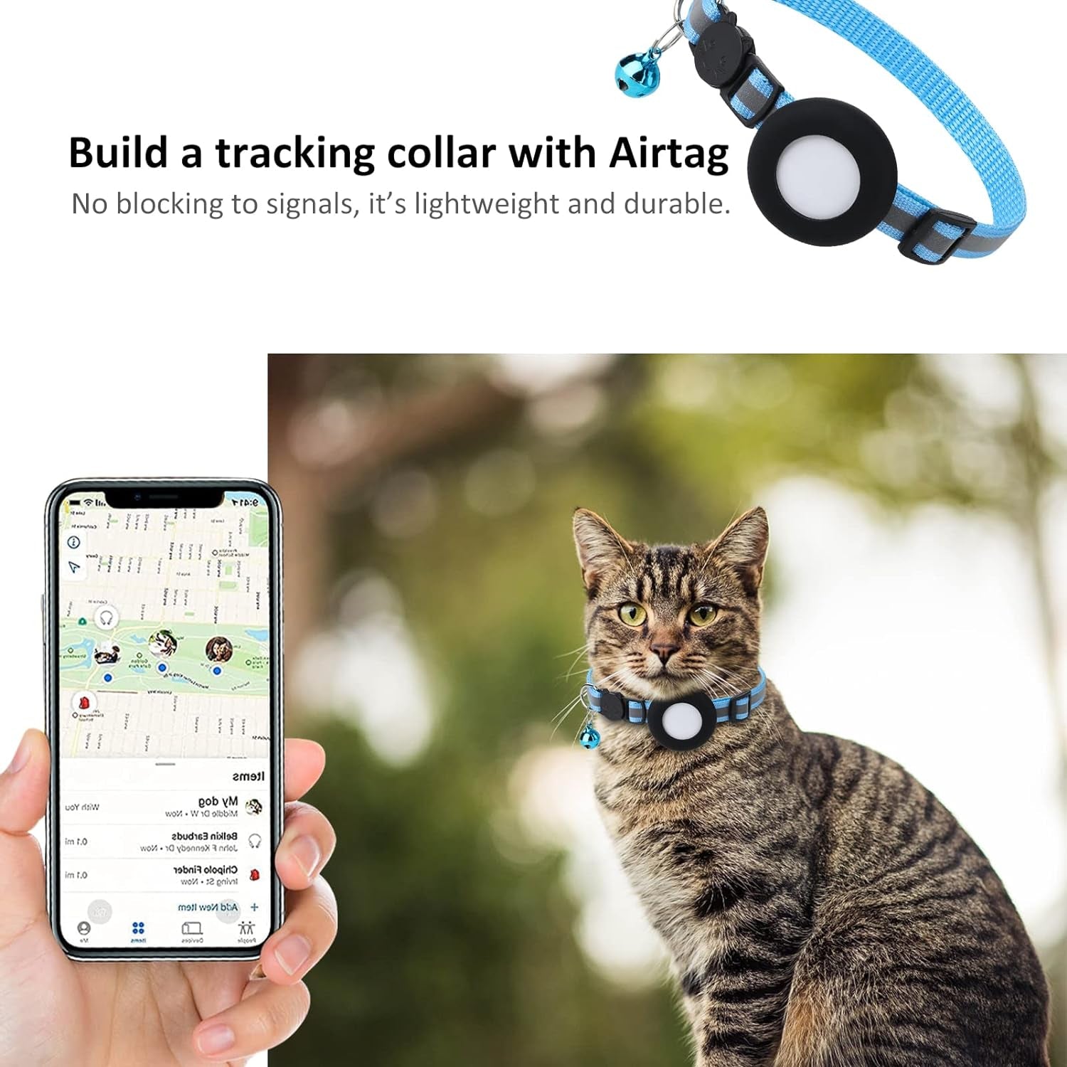 Airtag Cat Collar Holder, Pet Silicone Protective Case | 2Pack Waterproof Case Cover for Apple Air-Tag Cat Dog Pet Collar within 3/8 Inch