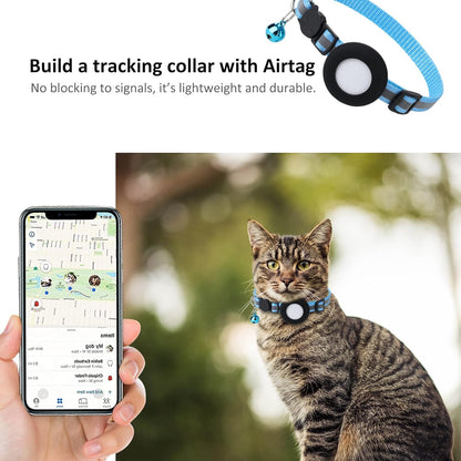 Airtag Cat Collar Holder, Pet Silicone Protective Case | 2Pack Waterproof Case Cover for Apple Air-Tag Cat Dog Pet Collar within 3/8 Inch
