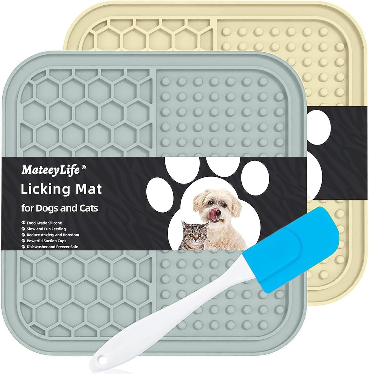 Peanut Butter Lick Mat for Dogs & Cats, 2 Pack