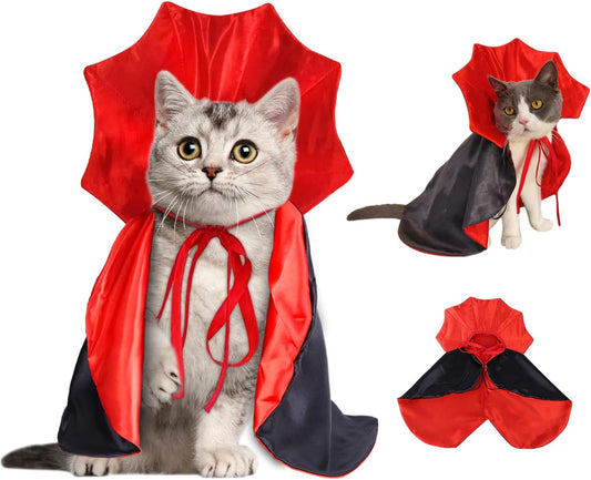 Halloween Pet Cape Vampire Witch Cloak Cosplay for Small Medium Dogs Cats | Lightweight Pet Costume, Easy to Wear, Ideal for Halloween Party, Trick or Treat & Photo Shooting