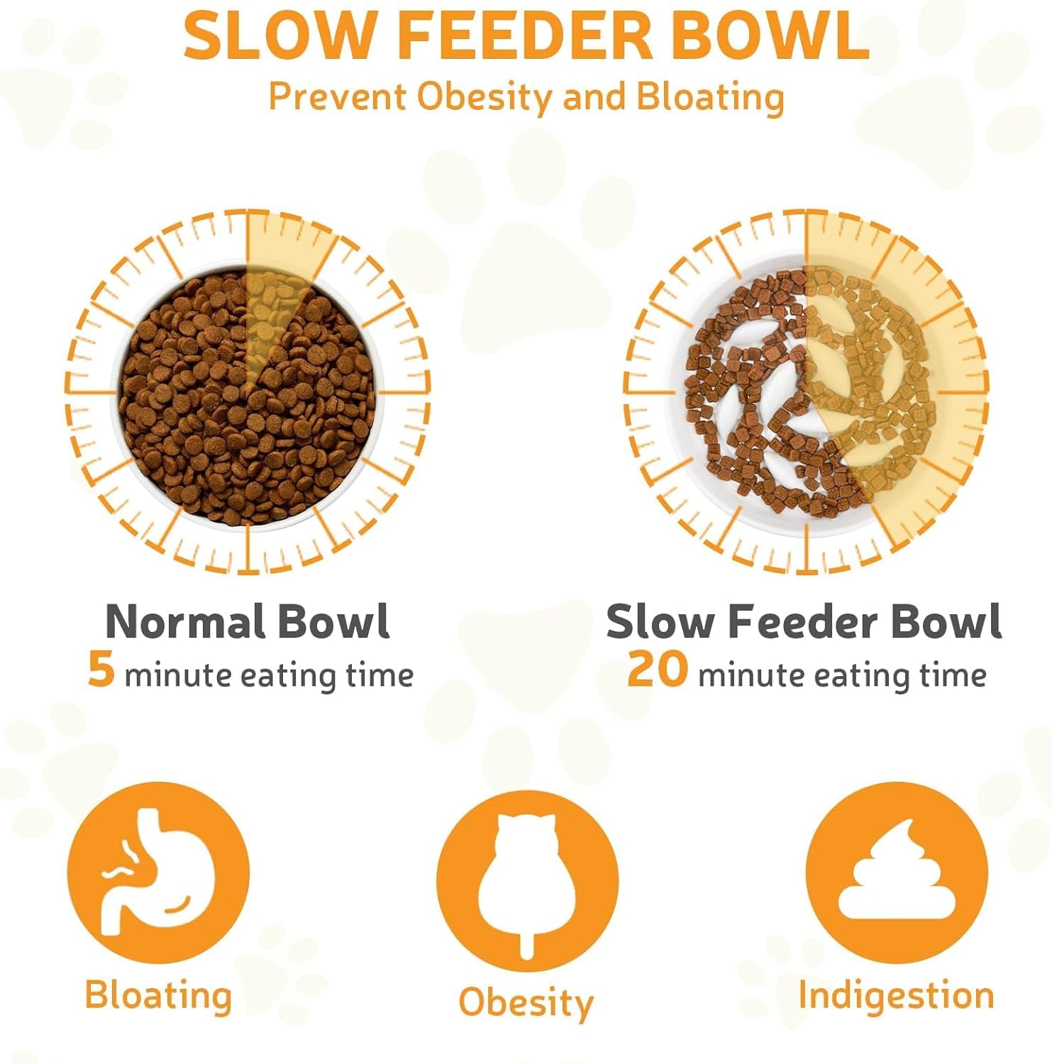 Raised Ceramic Slow Feeder Cat Bowl, Anti-Gulping & Whisker-Friendly