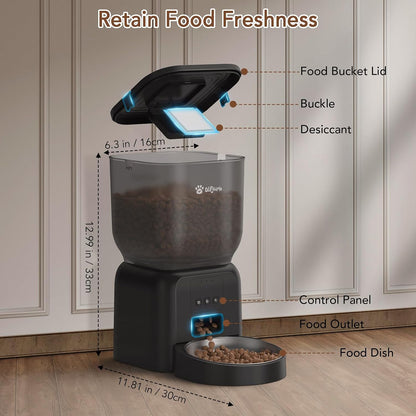 Smart App-Controlled Pet Feeder, Timed Meals for Cats & Dogs