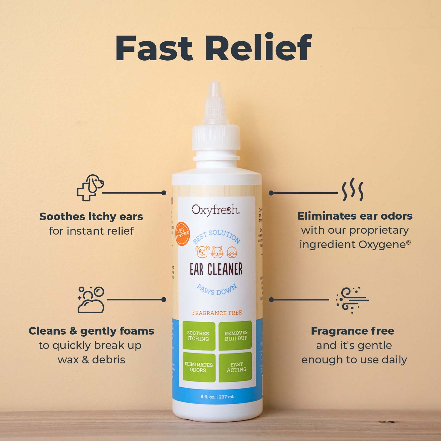 Gentle pet ear wash bottle for dogs and cats
