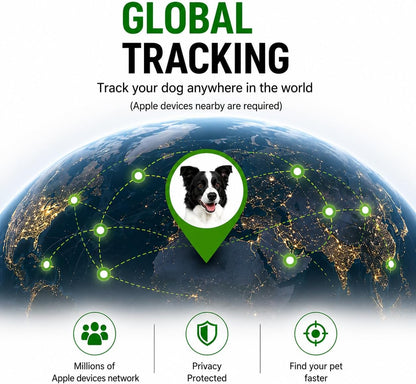 GPS Pet Tracker Collar, Waterproof, No Monthly Fee (Apple Find My Compatible)