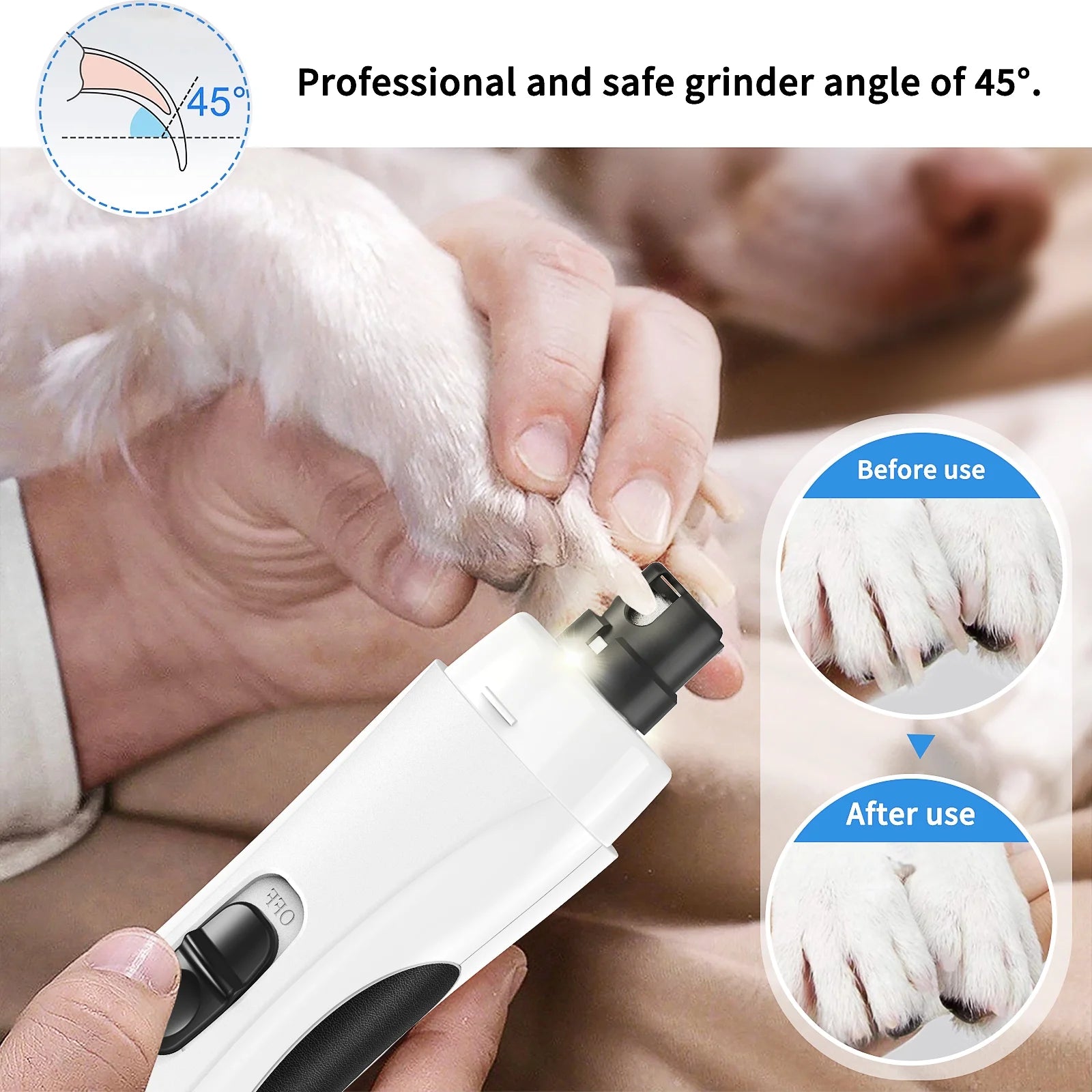 Electric Pet Nail Grinder, Quiet 2-Speed Rechargeable