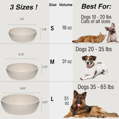 - Dolce Bamboo - Eco-Friendly Pet Bowls & Dishes for Dog, Cats, Puppy Food and Water Bowl -Sustainable and Dishwasher Safe, Made with Real Bamboo (Small, Oat-Beige)