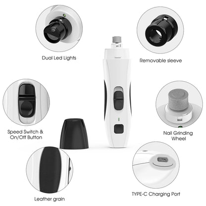 Electric Pet Nail Grinder, Quiet 2-Speed Rechargeable