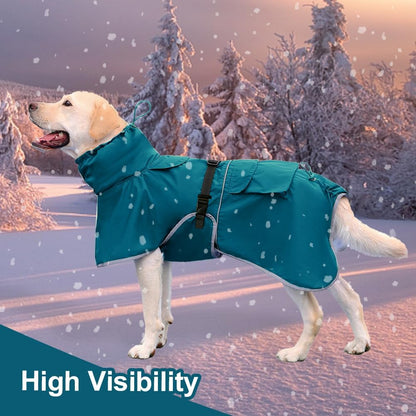 Reflective Waterproof Dog Raincoat, Adjustable Hooded Poncho