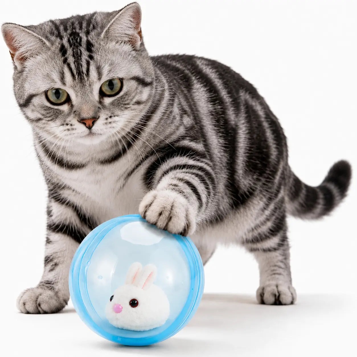Automatic Rolling Ball Interactive Cat Toy - Electric 360-Degree Rotating, Lifelike Prey, Random Movement, Reinforced Parts, Energy-Efficient Motor, Long Battery Life, USB-C Rechargeable, Indoor Hunting Toy, Blue/Pink Options, Ideal Birthday Gift for Cats