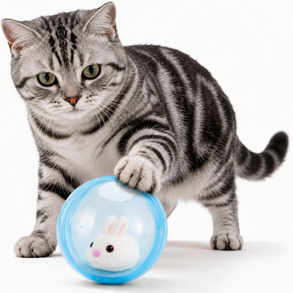 Automatic Rolling Ball Interactive Cat Toy - Electric 360-Degree Rotating, Lifelike Prey, Random Movement, Reinforced Parts, Energy-Efficient Motor, Long Battery Life, USB-C Rechargeable, Indoor Hunting Toy, Blue/Pink Options, Ideal Birthday Gift for Cats