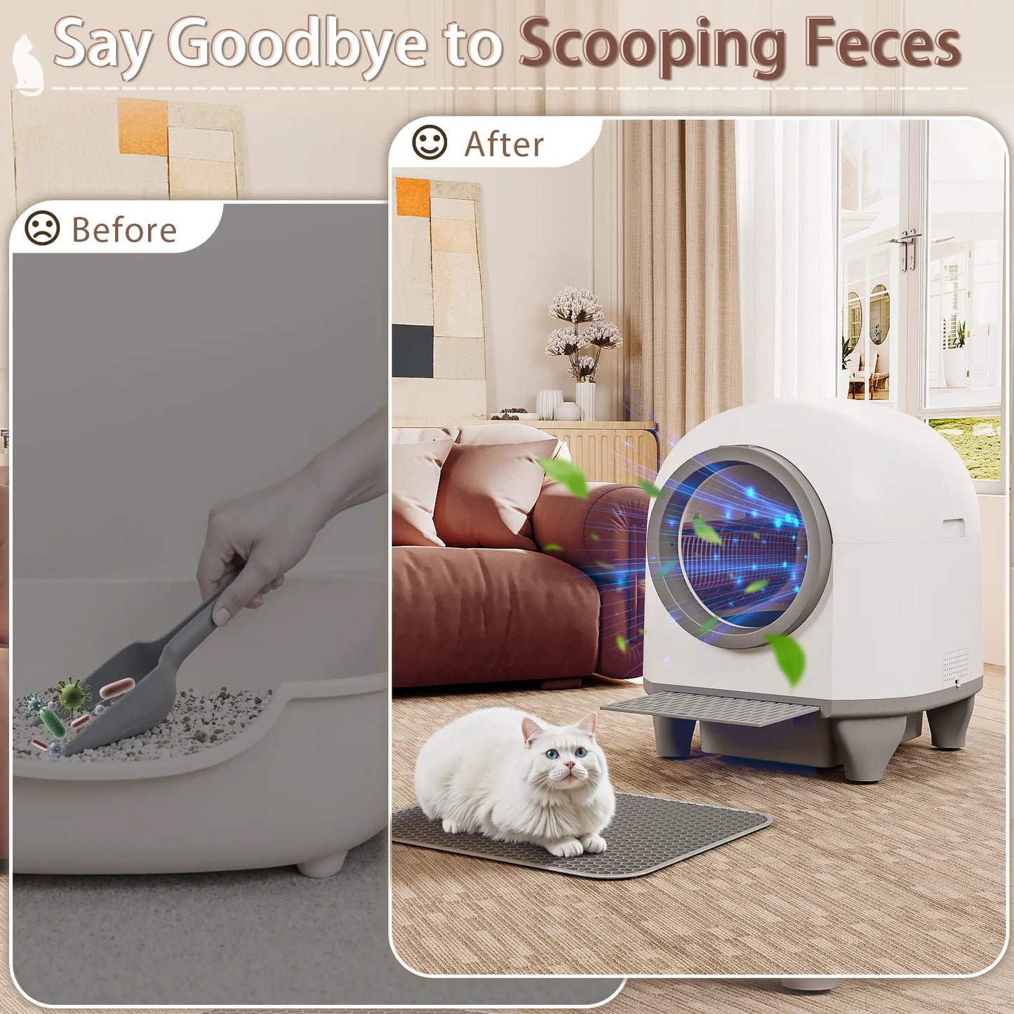 Warcat Smart Low-Noise Auto-Cleaning Litter Box 90L Self Cleaning Cat Litter Box App-Controlled via 2.4G Wifi with Smart Sensors, Safety Protection, Easy Maintenance, Easy Setup & Clean #Tiktokshopsummersale #Summersale
