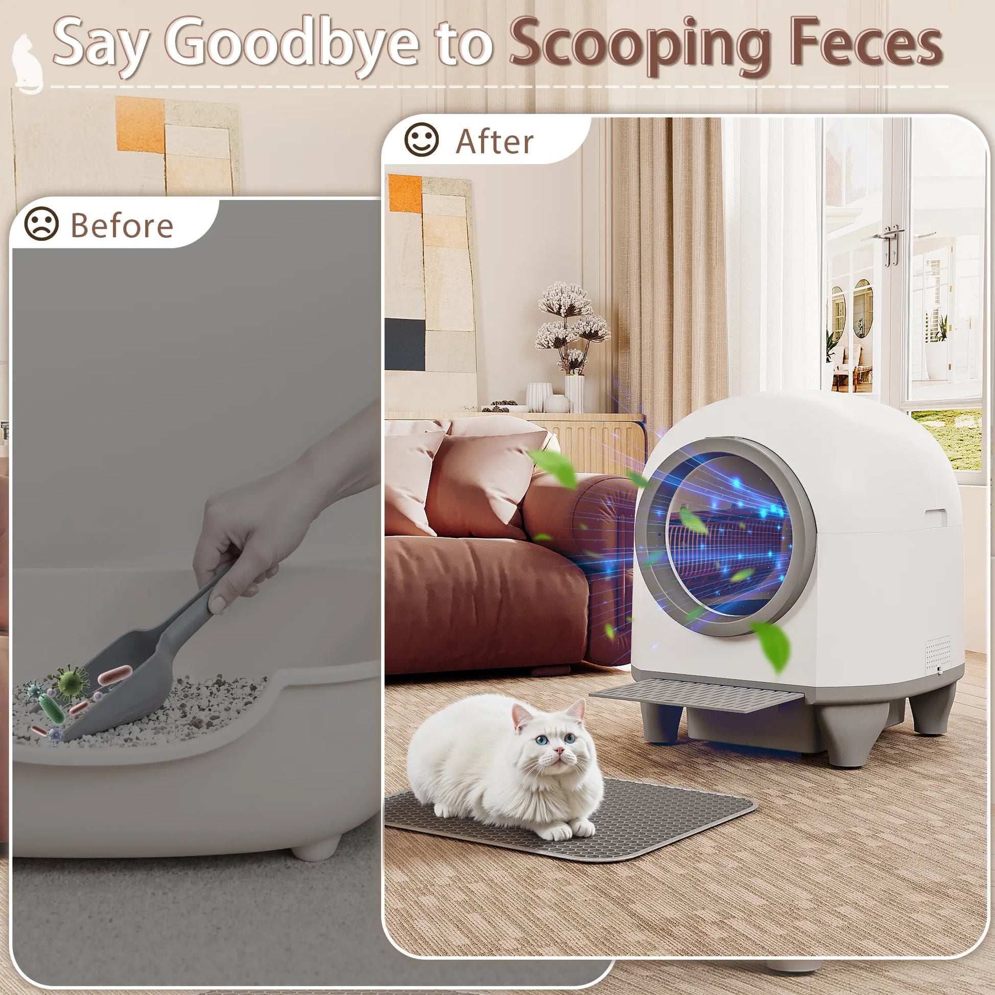 Warcat Smart Low-Noise Auto-Cleaning Litter Box 90L Self Cleaning Cat Litter Box App-Controlled via 2.4G Wifi with Smart Sensors, Safety Protection, Easy Maintenance, Easy Setup & Clean #Tiktokshopsummersale #Summersale
