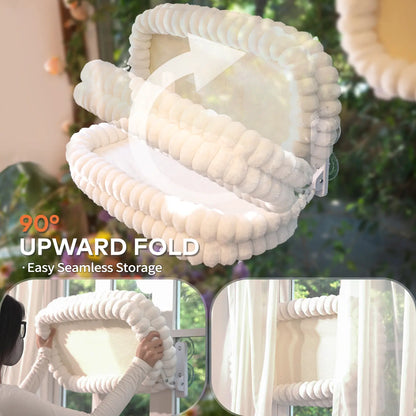 Cozy Up with Our Folding Cat Hammock for Windows - Cordless, Machine Washable, and Sturdy Design for Cats and Small Dogs!