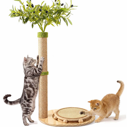 Cute Babys Breath Flower Cat Scratching Post, 39" Tall Cat Scratcher, Interactive Cat Toys with Ball Track & Spring Ball, Cat Scratch Post with Pad for Indoor Cats Adults and Kittens #Summersale