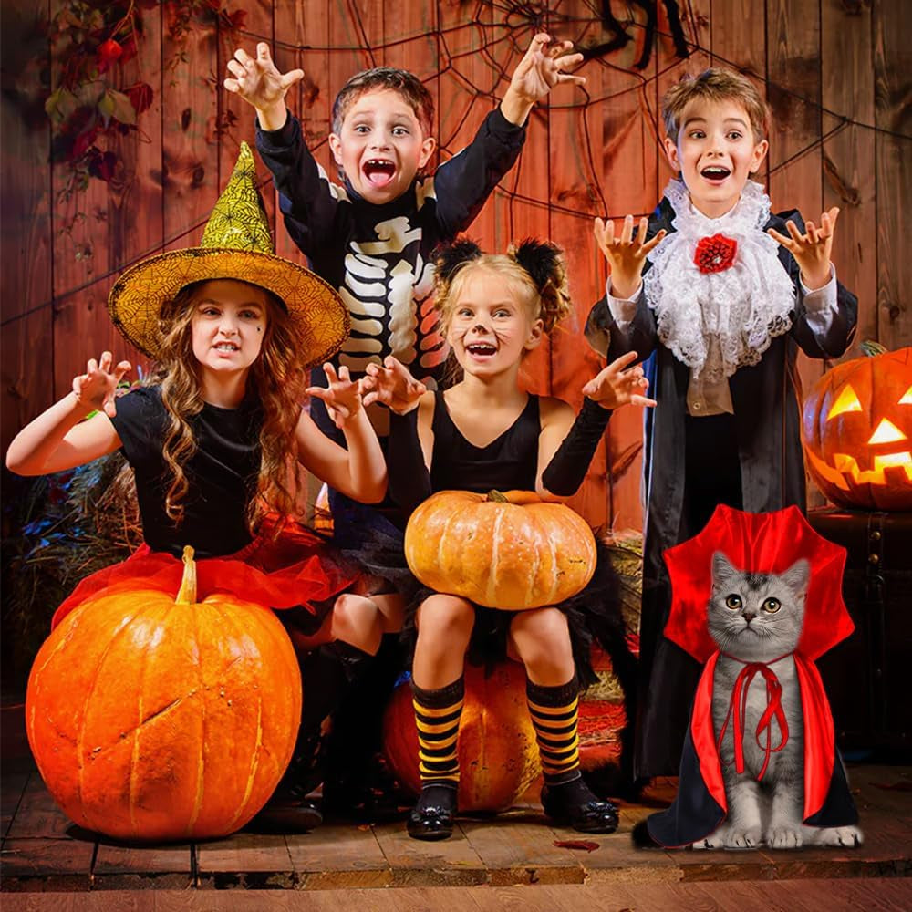 Halloween Pet Cape Vampire Witch Cloak Cosplay for Small Medium Dogs Cats | Lightweight Pet Costume, Easy to Wear, Ideal for Halloween Party, Trick or Treat & Photo Shooting