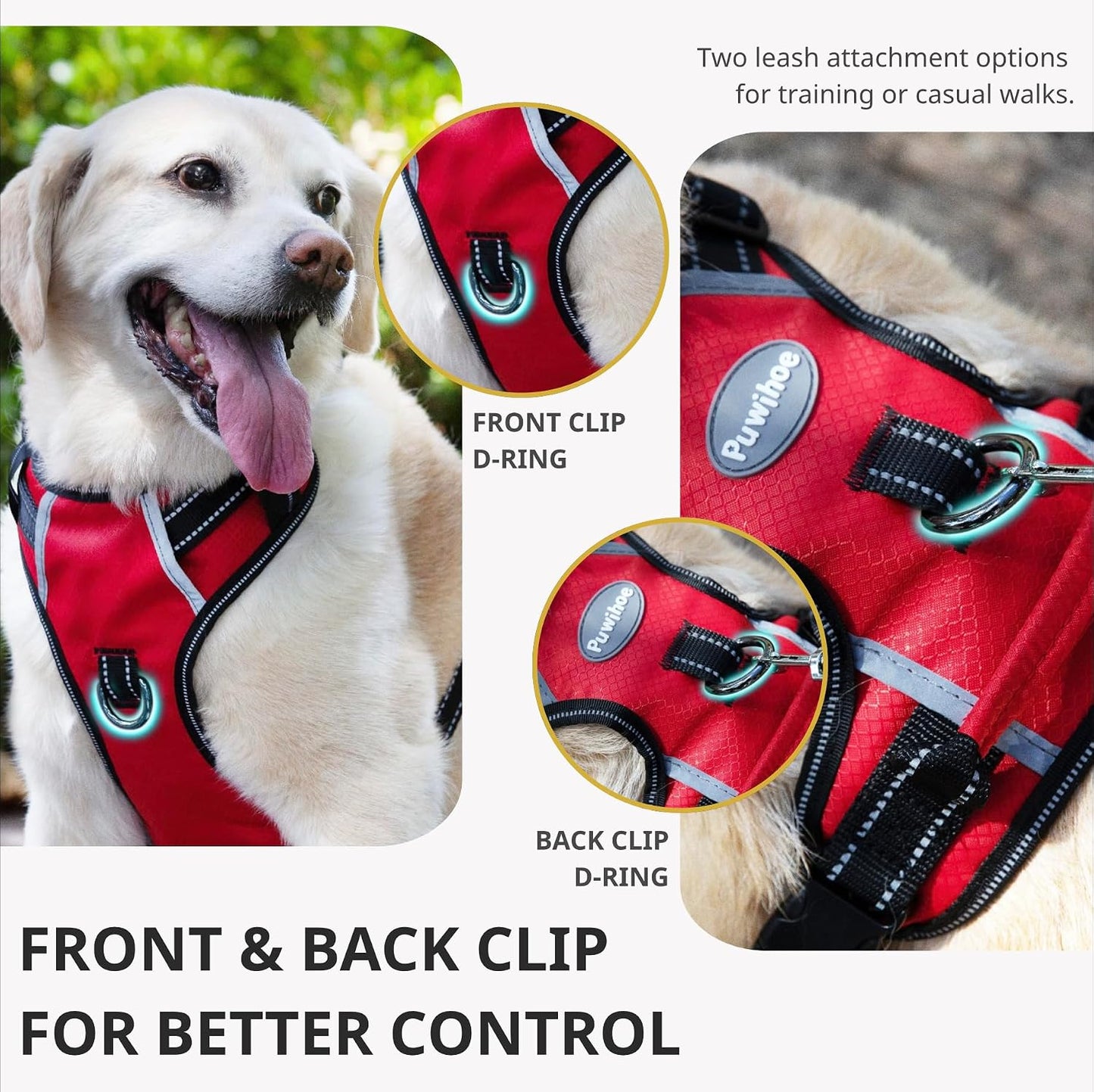 No-Pull Dog Harness with Handle, Reflective & Adjustable