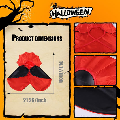 Halloween Pet Cape Vampire Witch Cloak Cosplay for Small Medium Dogs Cats | Lightweight Pet Costume, Easy to Wear, Ideal for Halloween Party, Trick or Treat & Photo Shooting