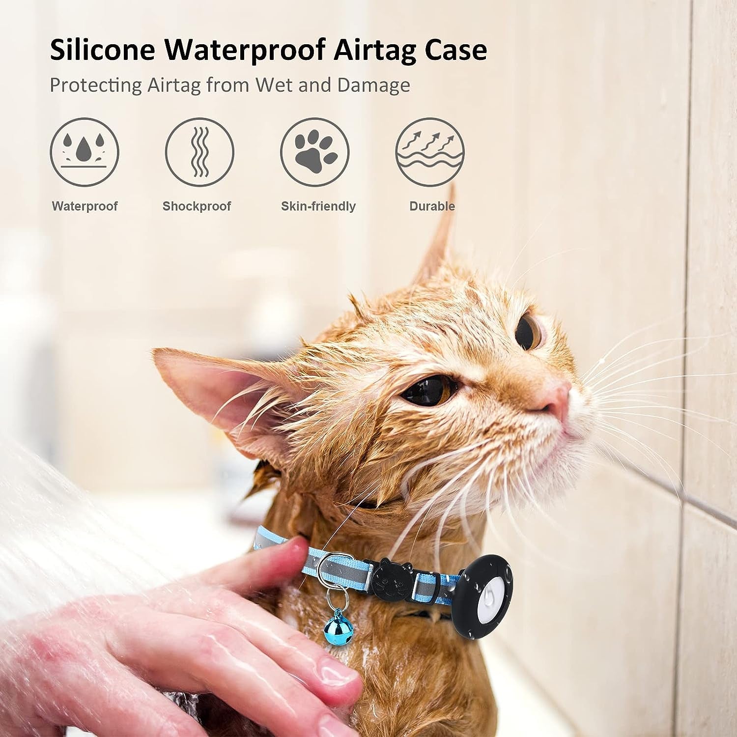 Airtag Cat Collar Holder, Pet Silicone Protective Case | 2Pack Waterproof Case Cover for Apple Air-Tag Cat Dog Pet Collar within 3/8 Inch
