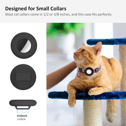 Airtag Cat Collar Holder, Pet Silicone Protective Case | 2Pack Waterproof Case Cover for Apple Air-Tag Cat Dog Pet Collar within 3/8 Inch