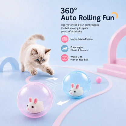 Automatic Rolling Ball Interactive Cat Toy - Electric 360-Degree Rotating, Lifelike Prey, Random Movement, Reinforced Parts, Energy-Efficient Motor, Long Battery Life, USB-C Rechargeable, Indoor Hunting Toy, Blue/Pink Options, Ideal Birthday Gift for Cats