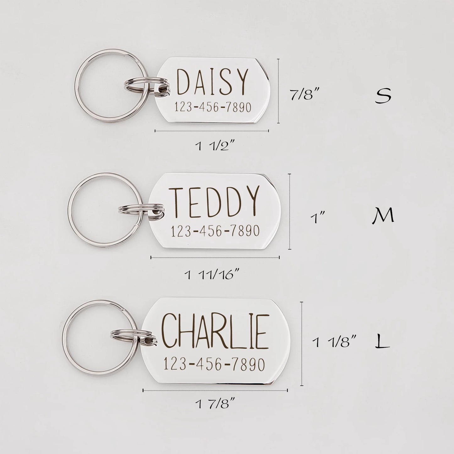 Engraved Pet ID Tag, Custom Name & Phone Number