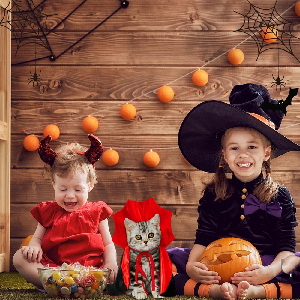 Halloween Pet Cape Vampire Witch Cloak Cosplay for Small Medium Dogs Cats | Lightweight Pet Costume, Easy to Wear, Ideal for Halloween Party, Trick or Treat & Photo Shooting